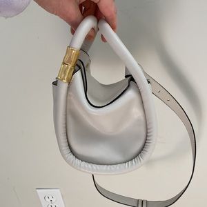 Light Beige Gray Wonton Mini Bag with removable shoulder strap